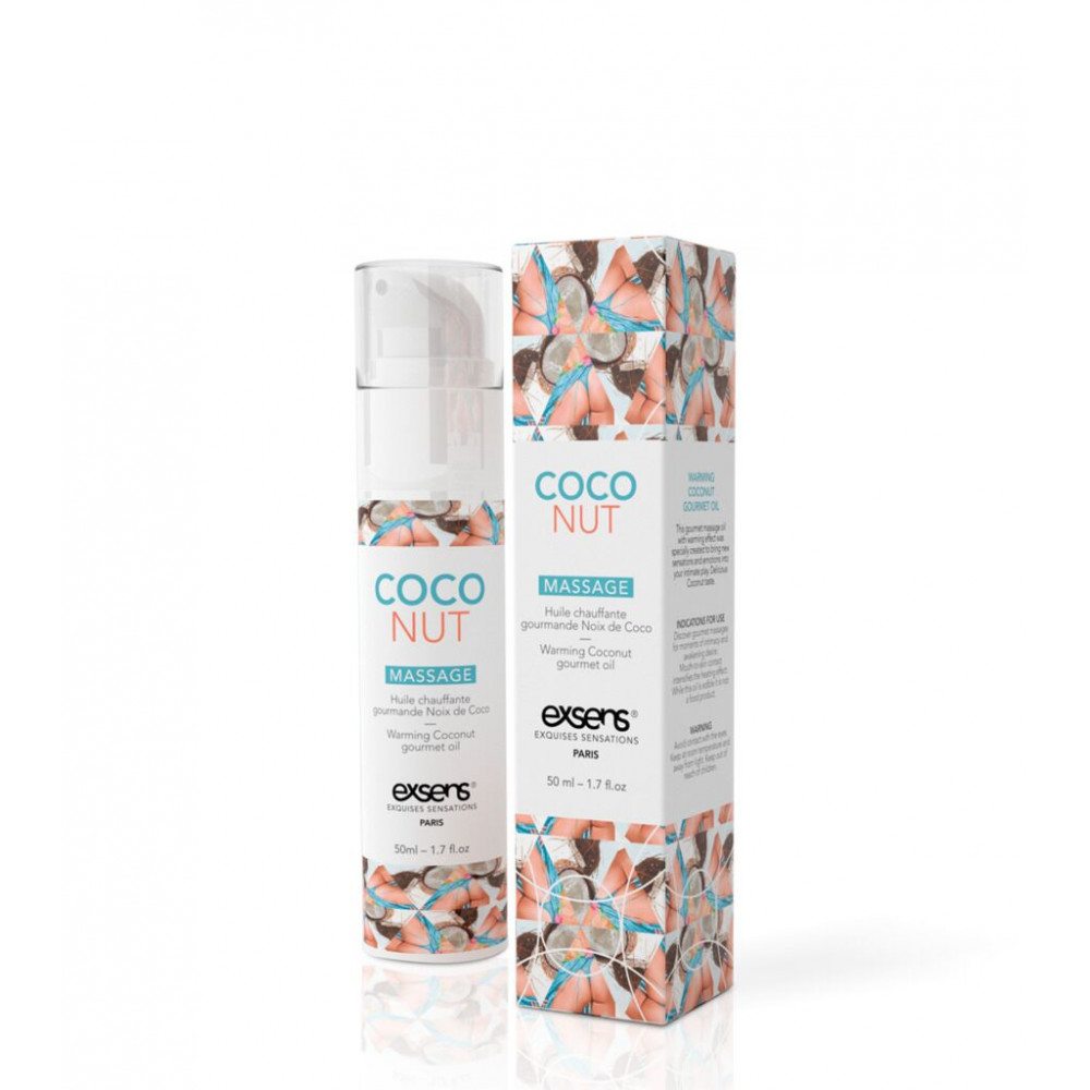 Для массажа - Массажное масло EXSENS Coconut 50мл разогревающее, без сахара, без парабенов, съедобное