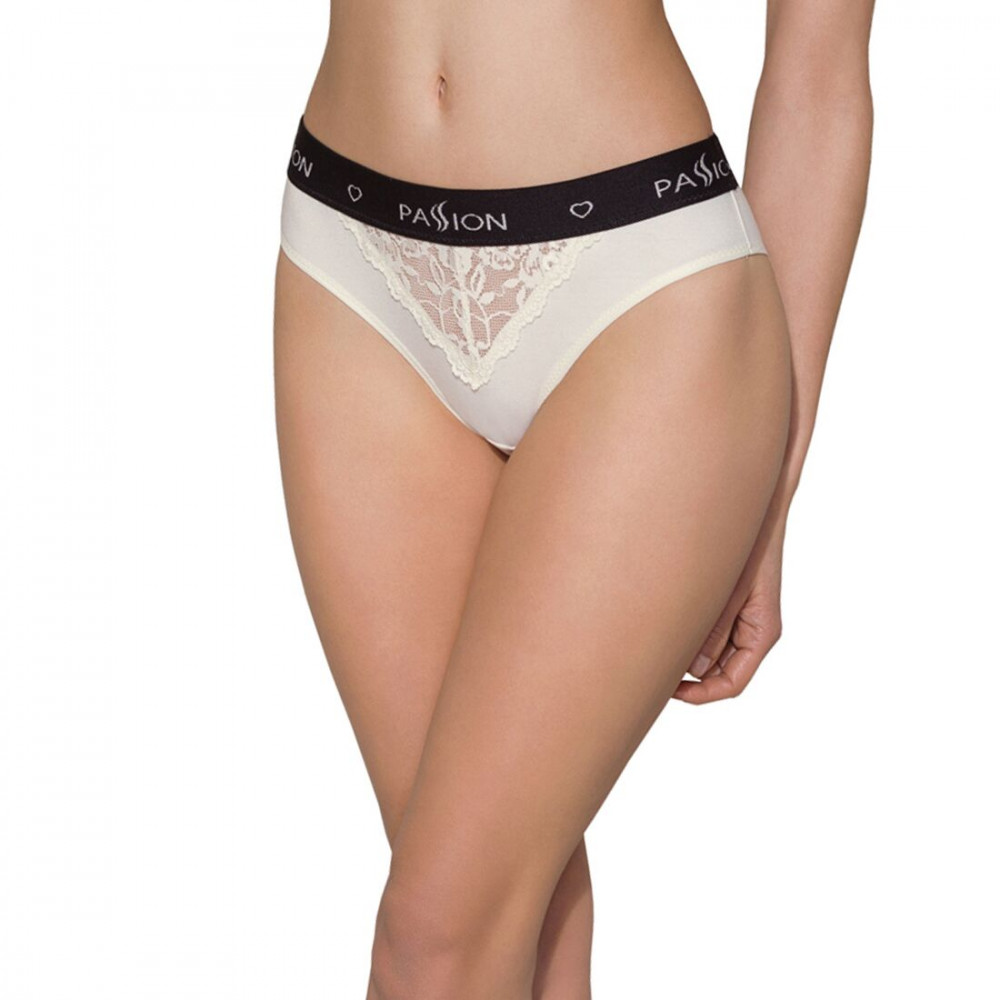 Эротические комплекты - Трусики с широкой резинкой и кружевом Passion PS001 PANTIES ecru, size S