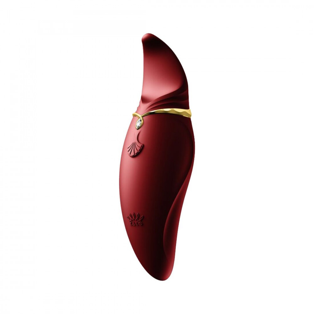 Клиторальный вибратор - Вибратор 2в1 с язычком Zalo — Hero Wine Red, кристалл Swarovski