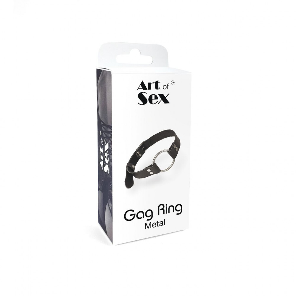 Кляп - Кляп Металлическое кольцо из натуральной кожи Art of Sex - Gag Ring Metal, цвет Черный 1