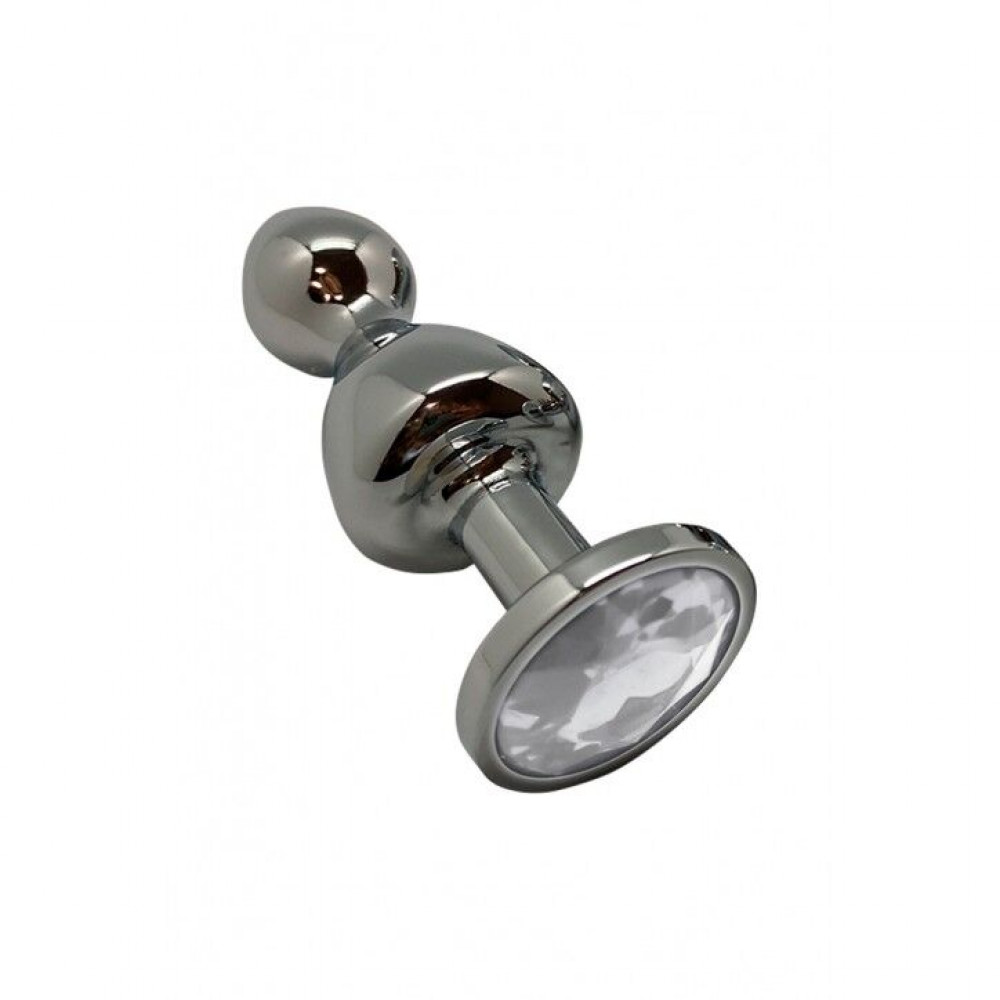 Анальная пробка - Металлическая анальна пробка Wooomy Lollypop Double Ball Metal Plug M, диаметр 3,1 см, длина 9,4 см