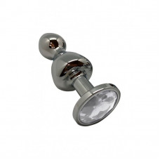 Металлическая анальна пробка Wooomy Lollypop Double Ball Metal Plug M, диаметр 3,1 см, длина 9,4 см