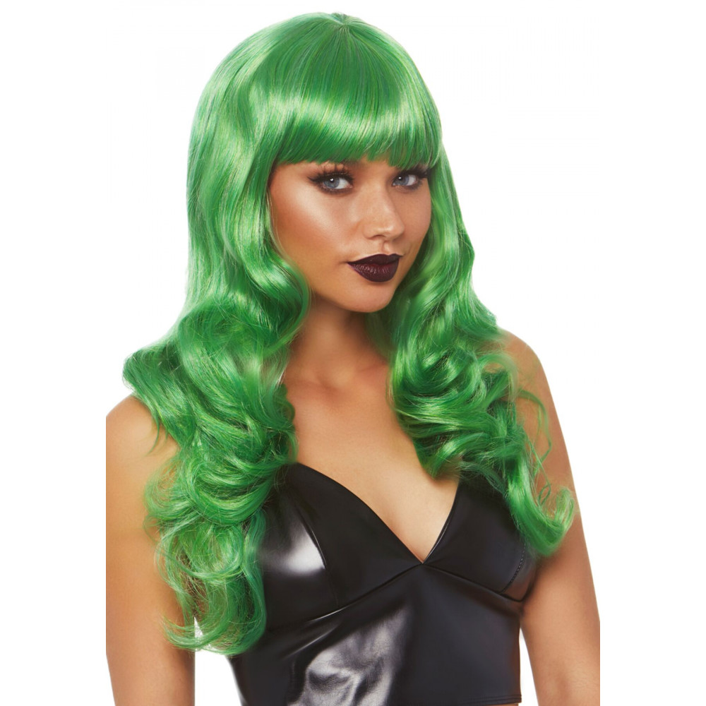 Аксессуары для эротического образа - Волнистый парик Leg Avenue Misfit Long Wavy Wig Green, длинный, реалистичный вид, 61 см