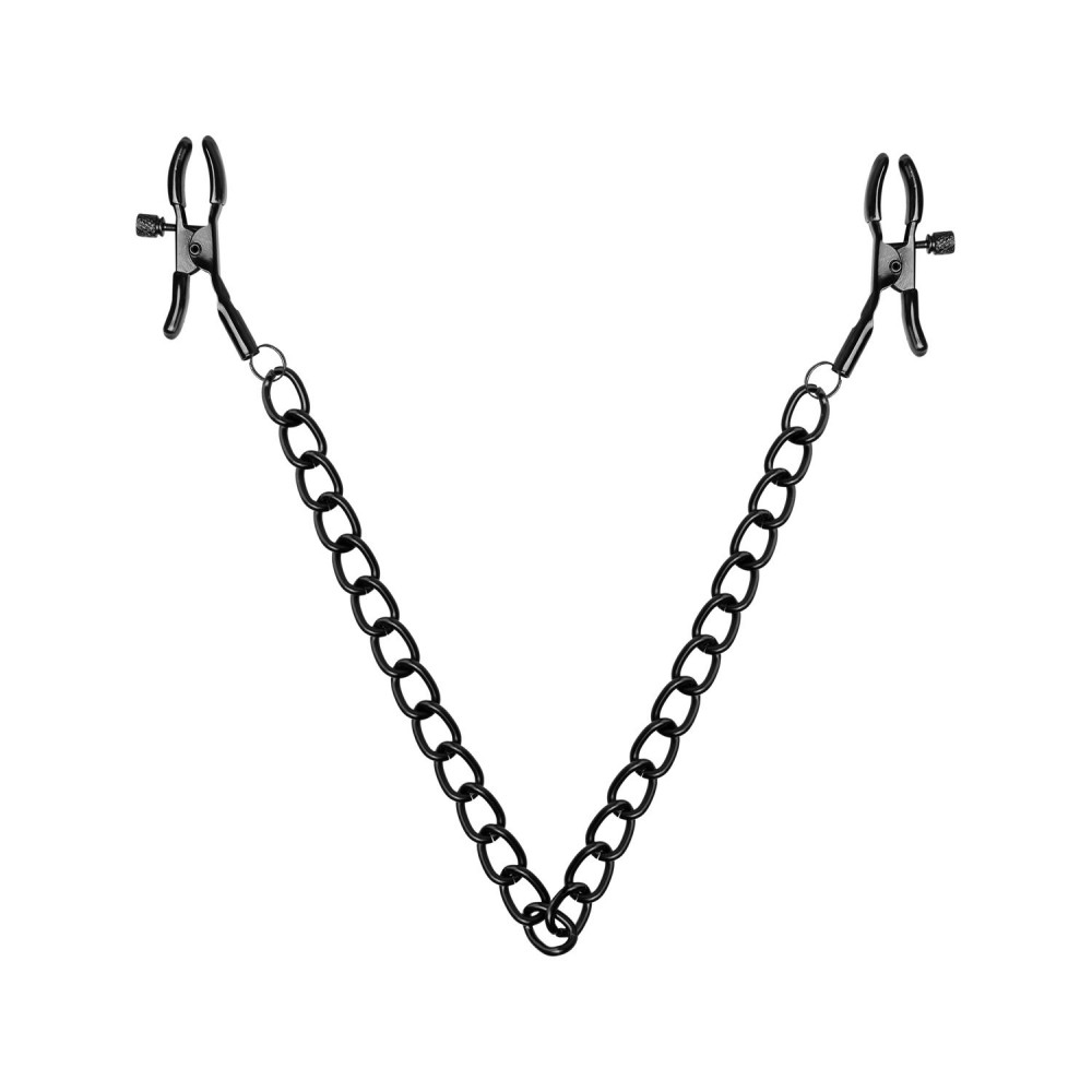 Интимные украшения - Зажимы для сосков Bedroom Fantasies Nipple Clamps with Chain - Black