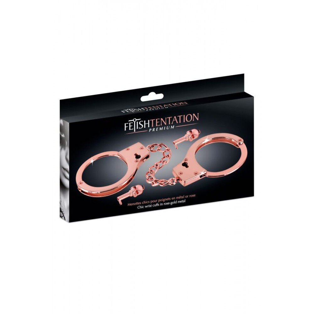 Наручники, веревки, бондажы, поножи - Наручники Fetish Tentation Premium Chick wrist cuffs in rose-gold metal 3