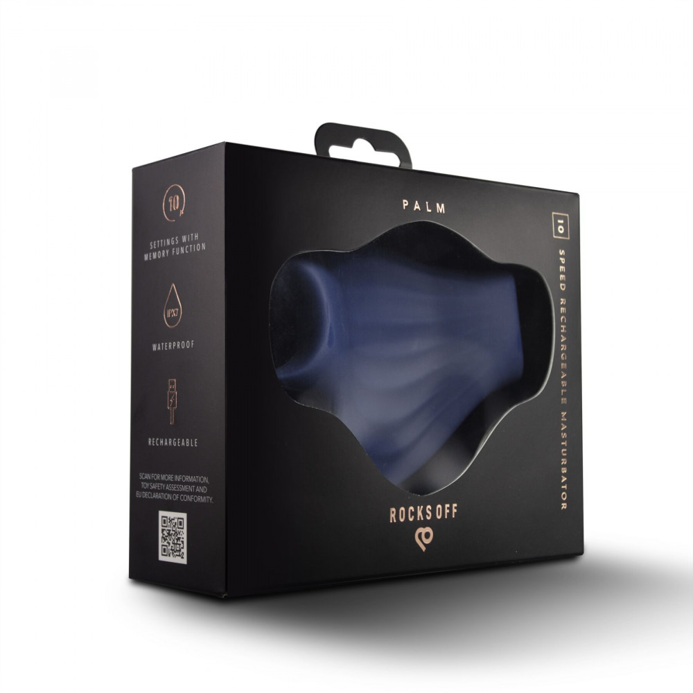 Мастурбаторы с вибрацией - Мастурбатор Rocks Off Palm Blue, петли для пальцев, 10 режимов 7
