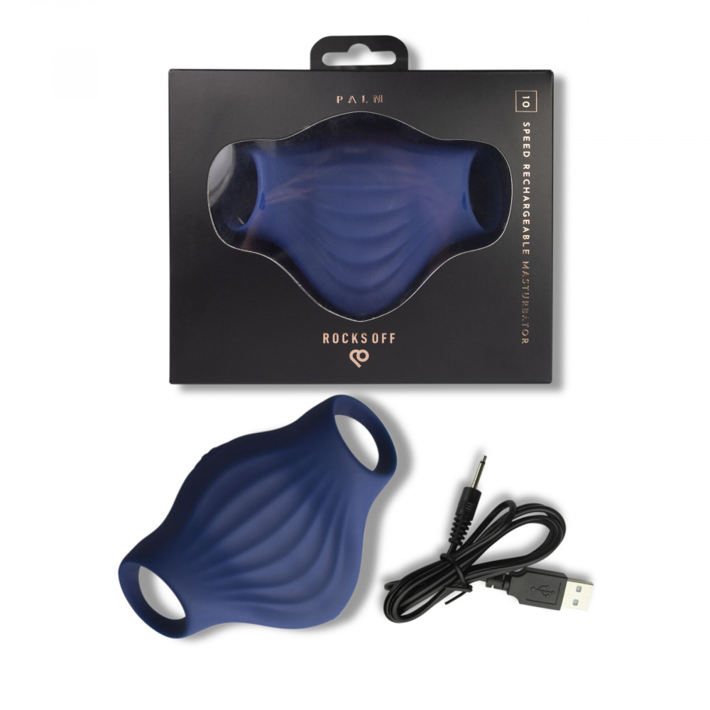 Мастурбаторы с вибрацией - Мастурбатор Rocks Off Palm Blue, петли для пальцев, 10 режимов 5