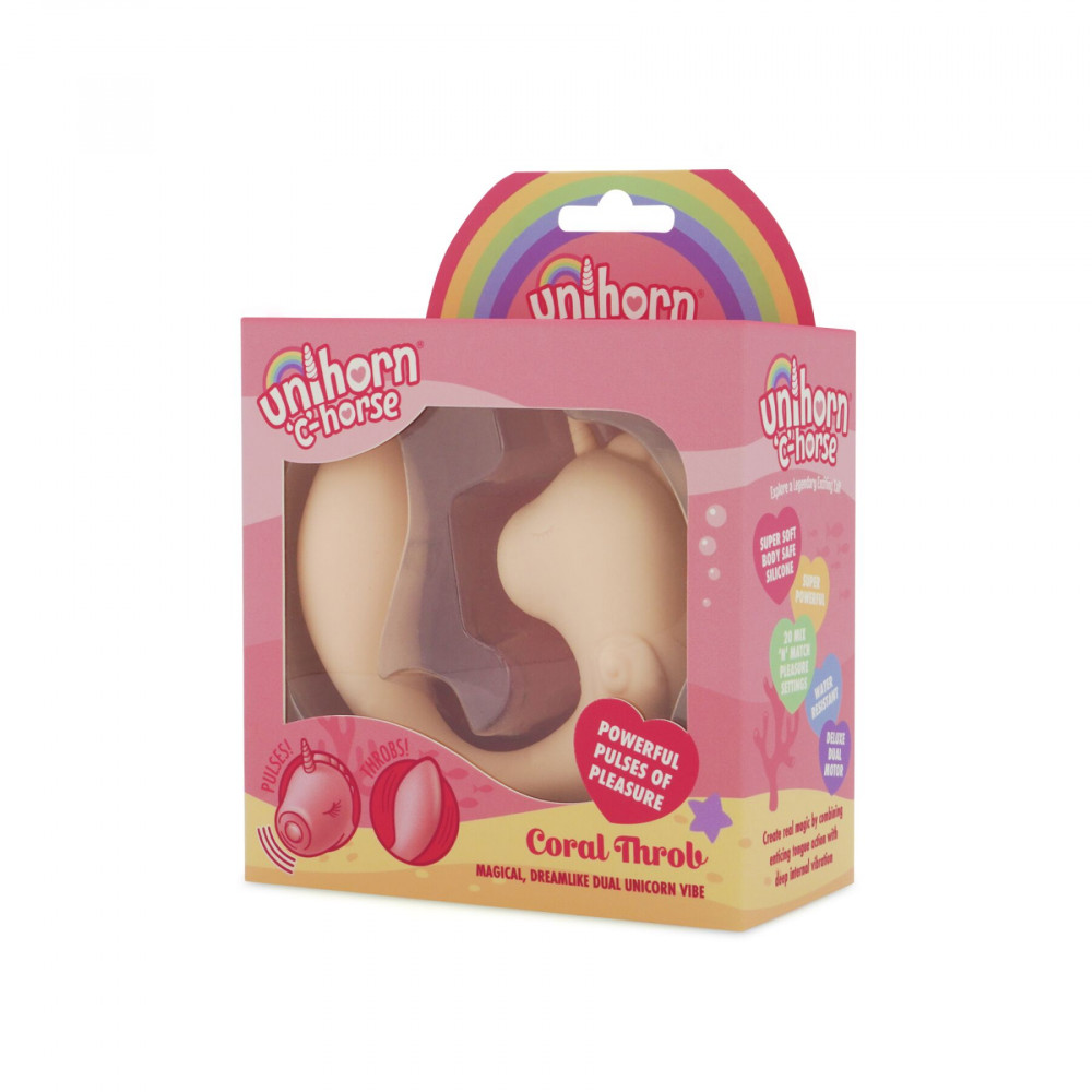 Игрушки для пар - Вибратор-единорожка Unihorn – C Horse – Coral Throb, вагинально-клиторальная стимуляция, 2 мотора по 10 режимов 5
