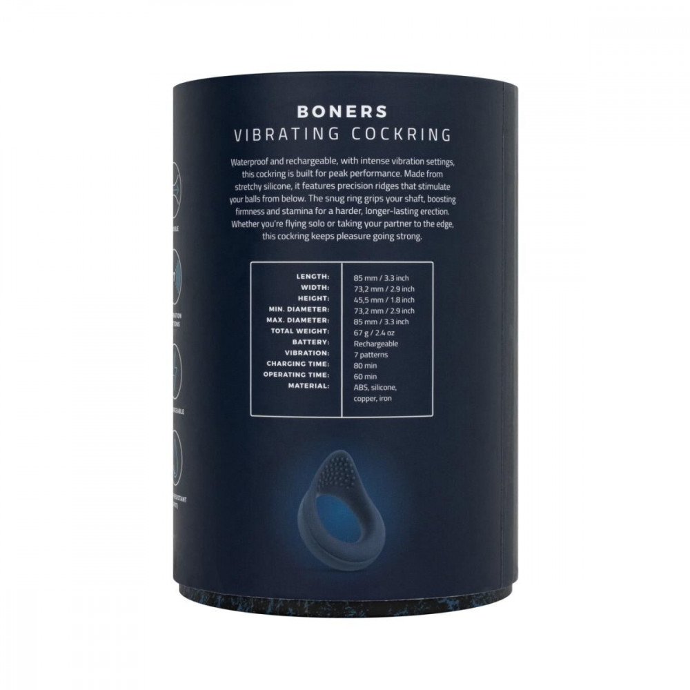 Эрекционные кольца с вибрацией - Эрекционное кольцо Boners Vibrating Cock Ring with Perineum Stimulation 11
