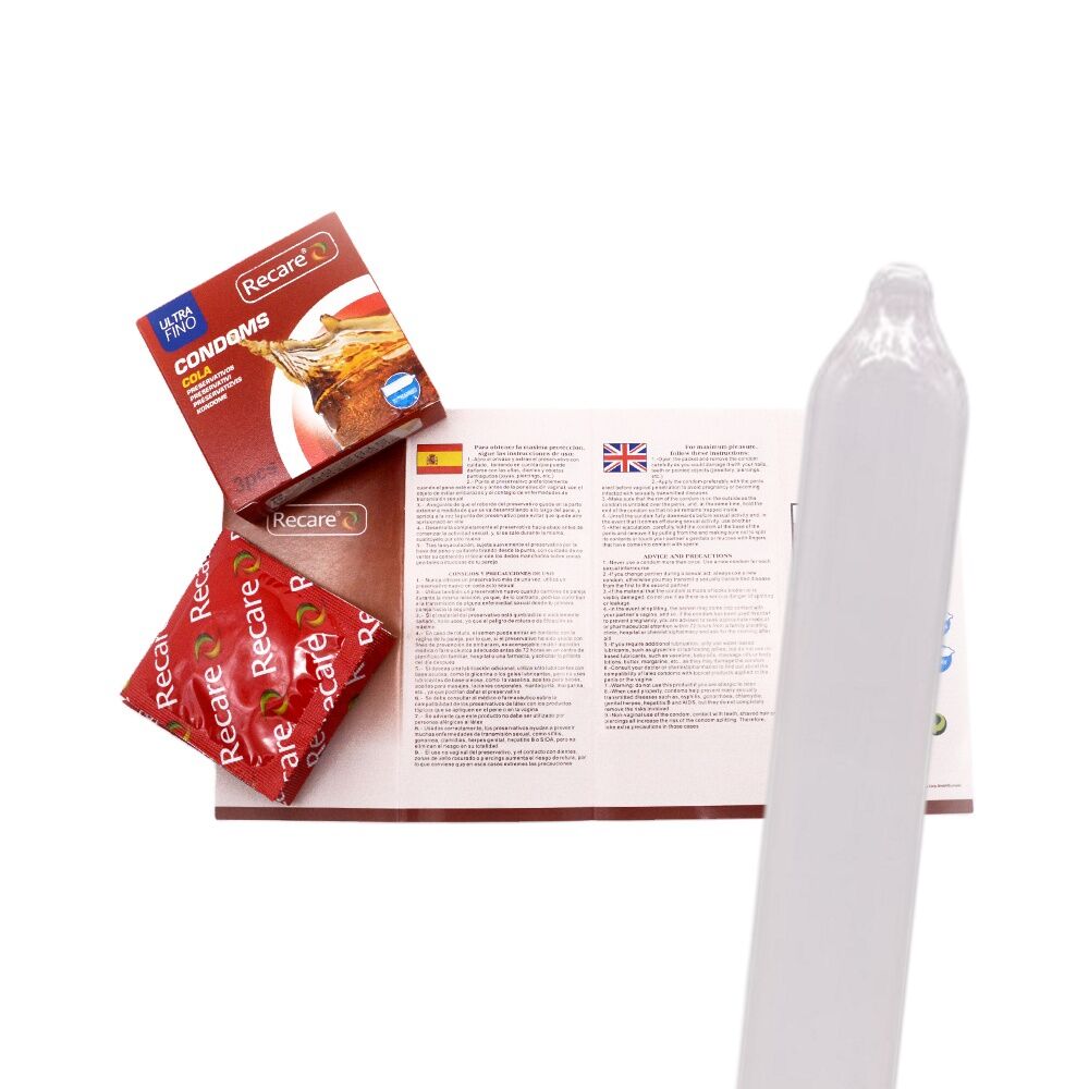 Презервативы - Презервативы Recare Cola Dotted&Ribbed Condoms 3 шт, с пупырышками и ребрами, аромат: Кола 3