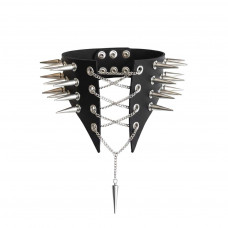 Чокер комір з шипами Art of Sex - Ariadne, натуральна шкіра, колір чорний, L-2XL