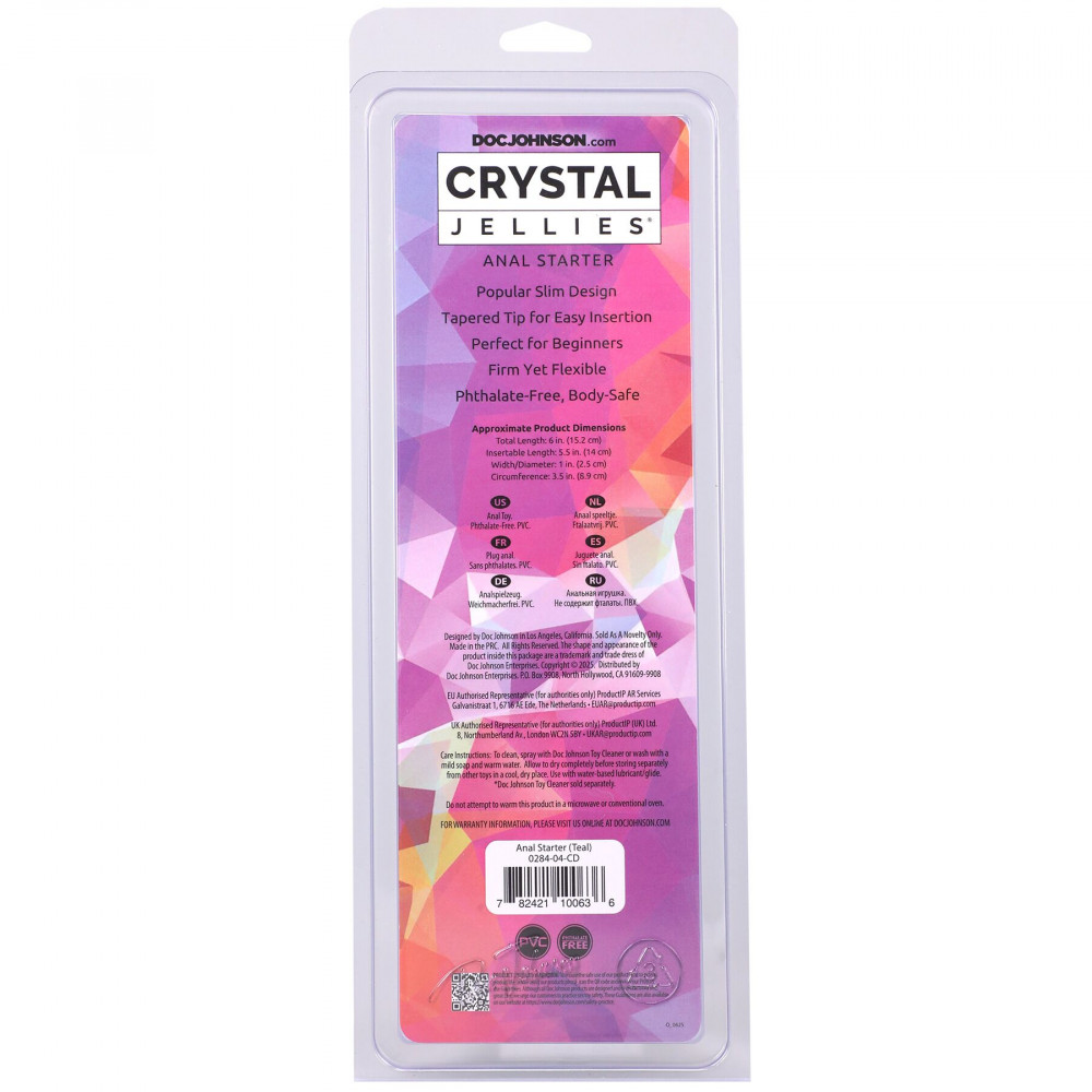Фалоімітатор - Дилдо Doc Johnson Crystal Jellies - Anal Starter - 5.5 Inches - Teal 2
