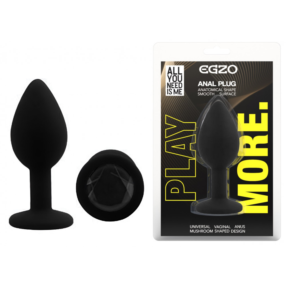 Анальные игрушки без вибрации - Силиконовая анальная пробка EGZO - Silicone Black Round Plug Black, size S