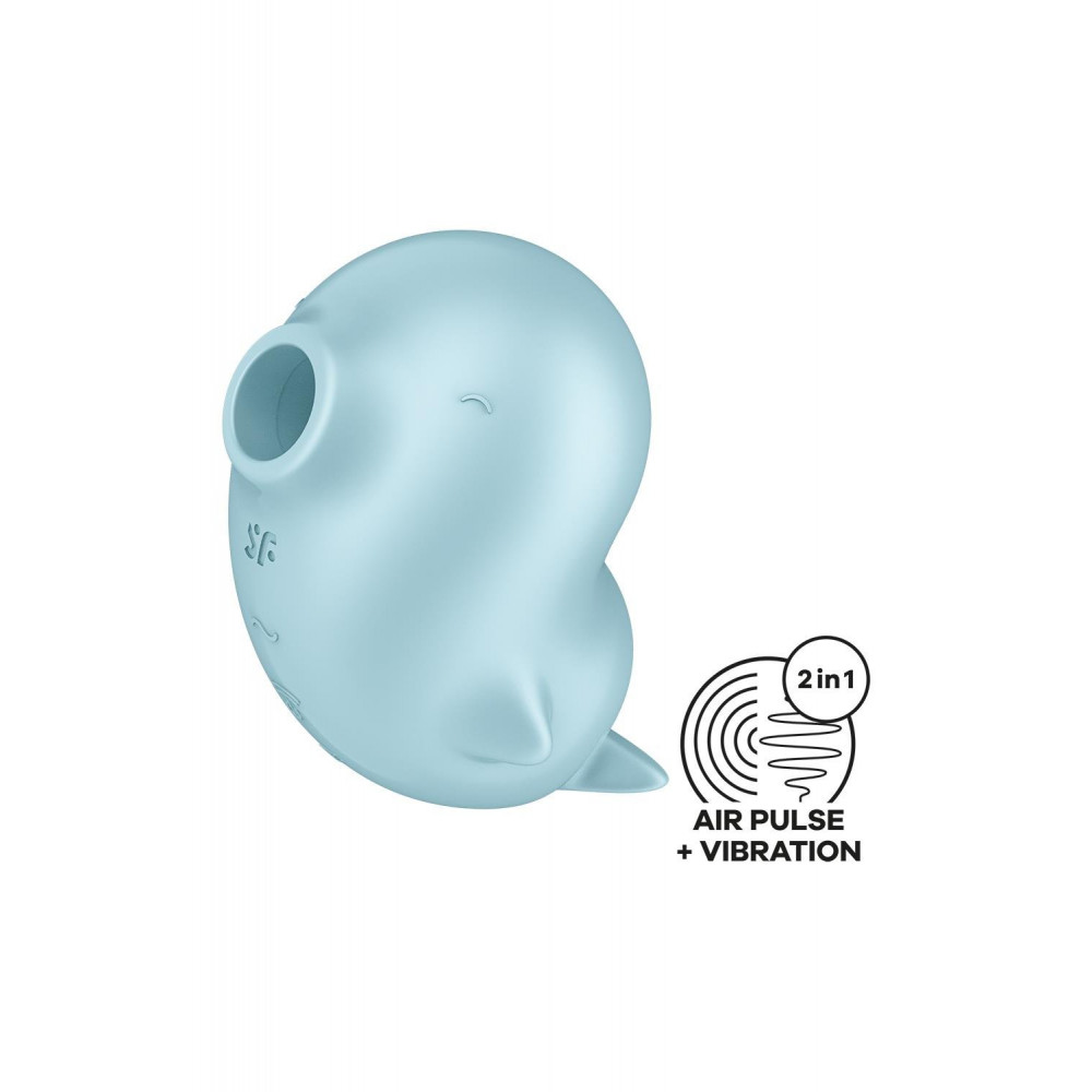 Вакуумный вибратор - Вакуумный стимулятор Satisfyer Sassy Seal с вибрацией, голубой, 9.5 см