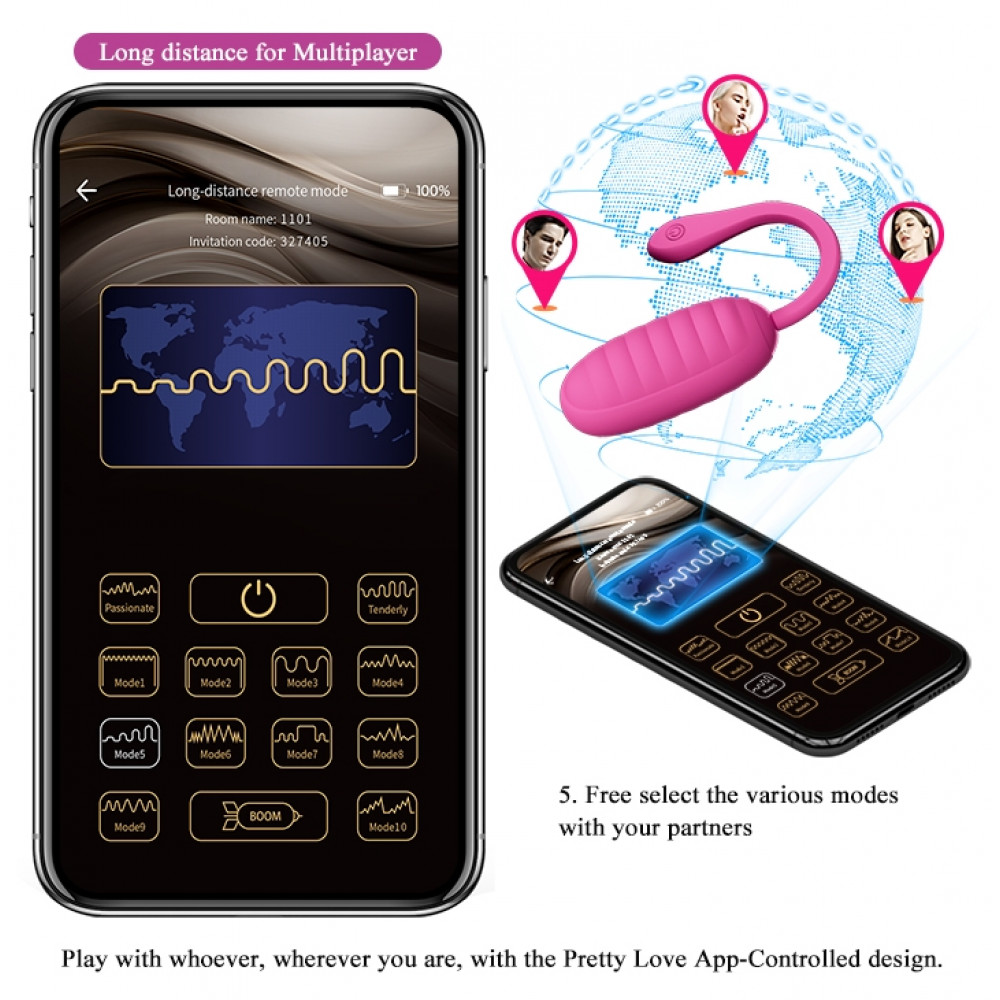 Вибратор - Виброяйцо управляемое смартфоном Pretty Love - Kirk Mobile APP remote control, BI-014654HP 10