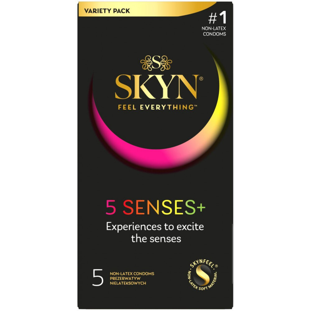 Секс игрушки - Безлатексные премиум-презервативы SKYN 5 Senses, 5 видов (5 шт) (мятая упаковка!!!)