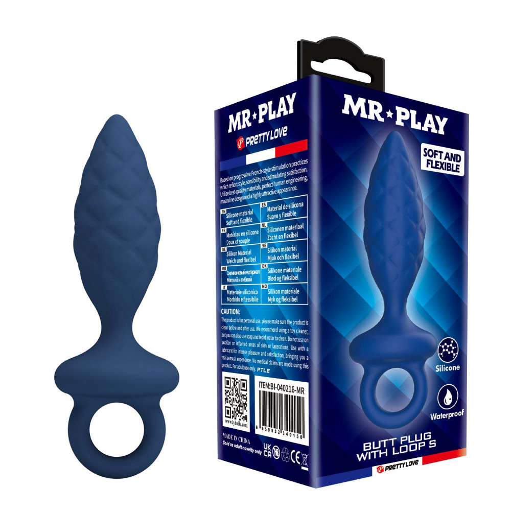  - Анальна пробка MR.PLAY - Butt Plug with Loop Size S, BI-040216-MR