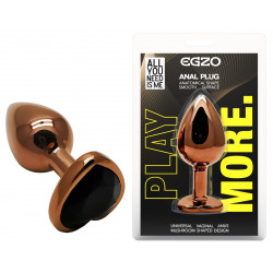 Анальная пробка с кристаллом EGZO - Dark Gold Heart Plug Black, size S