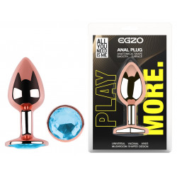 Анальная пробка с кристаллом EGZO - Rose Gold Round Plug Aqua size S