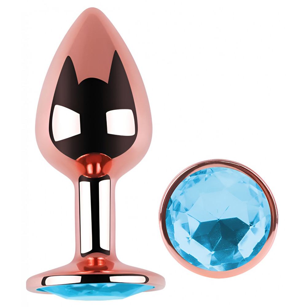 Разное - Анальная пробка с кристаллом EGZO - Rose Gold Round Plug Aqua size S 1