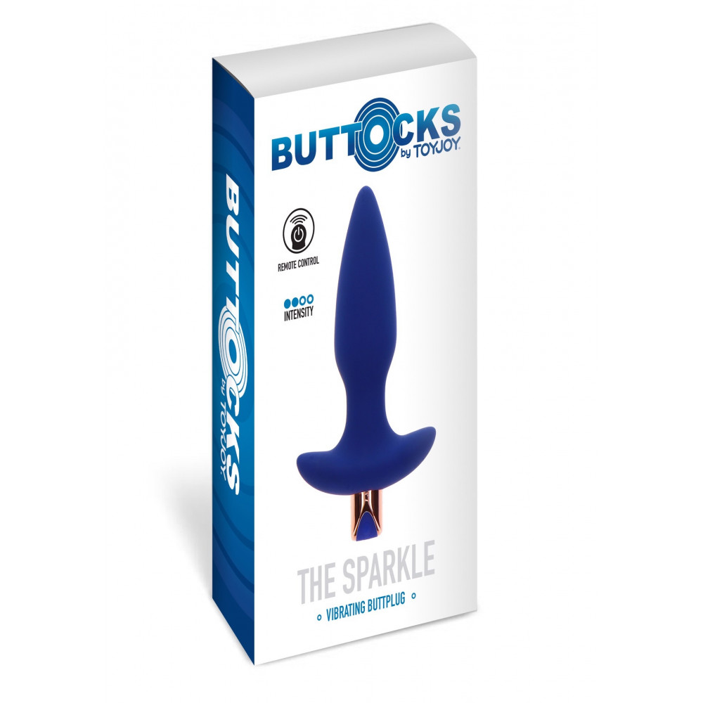 Секс игрушки - Анальная пробка с вибрацией Toy Joy Sparkle Buttplug с дистанционным управлением, синий 6