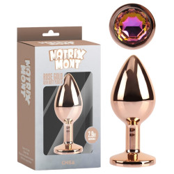 Анальная пробка золотая CHISA MATRIX MONT с разноцветным камнем, размер M