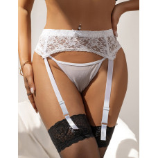 Мереживний пояс для панчіх Star Night з трусики стрінги, білий