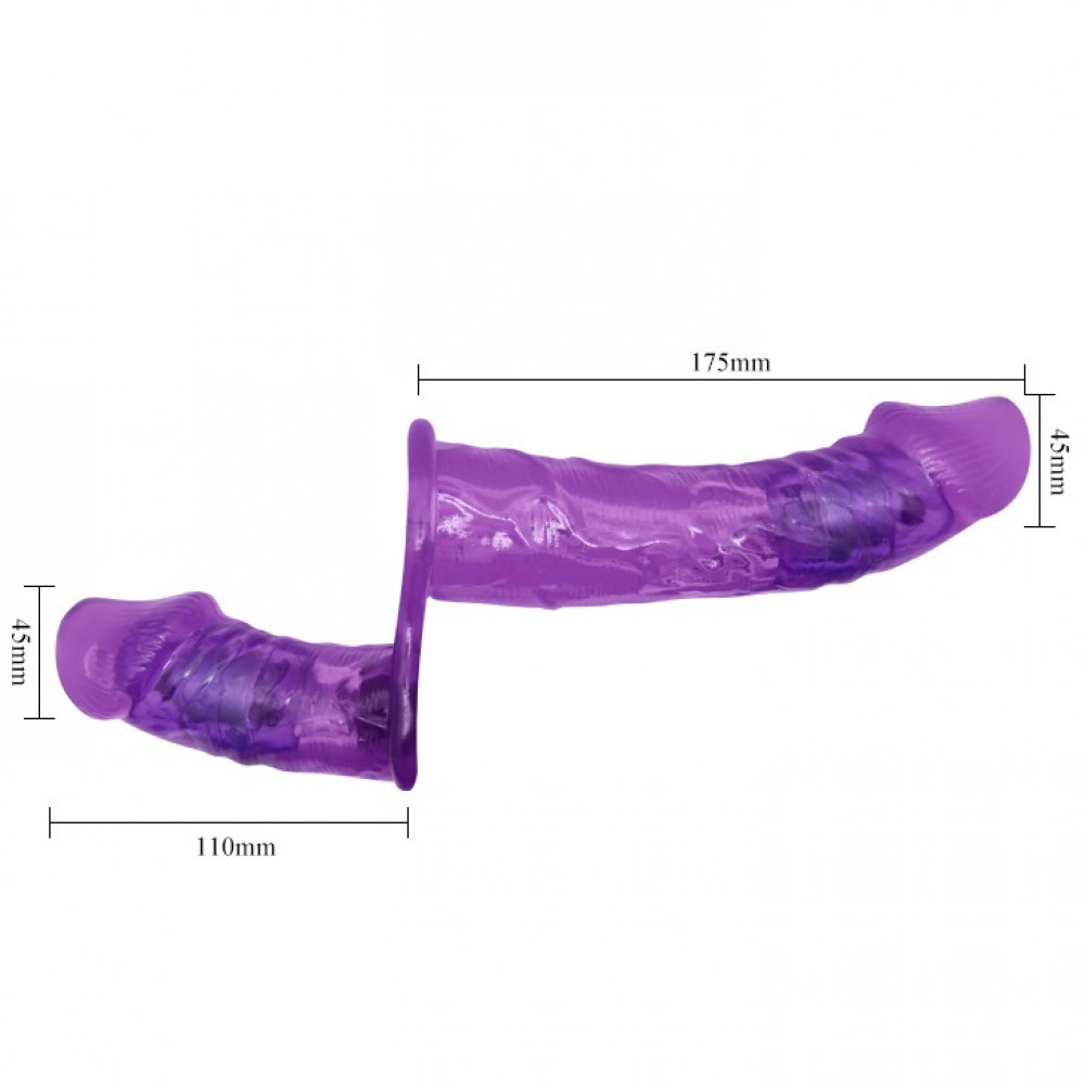  - Подвійний страпон із вібрацією фіолетовий - Ultra Passionate Harness Dual Vibration Purple 4