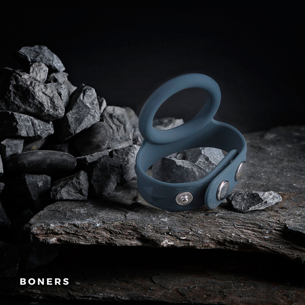 Эрекционное кольцо - Эрекционное кольцо с ремешком для мошонки, L Boners Cock&Ball Strap 5