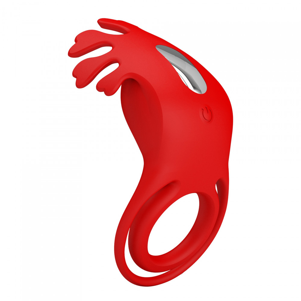 Эрекционные кольца с вибрацией - Эрекционное виброкольцо PRETTY LOVE Ruben со стимулятором клитора, красное 2