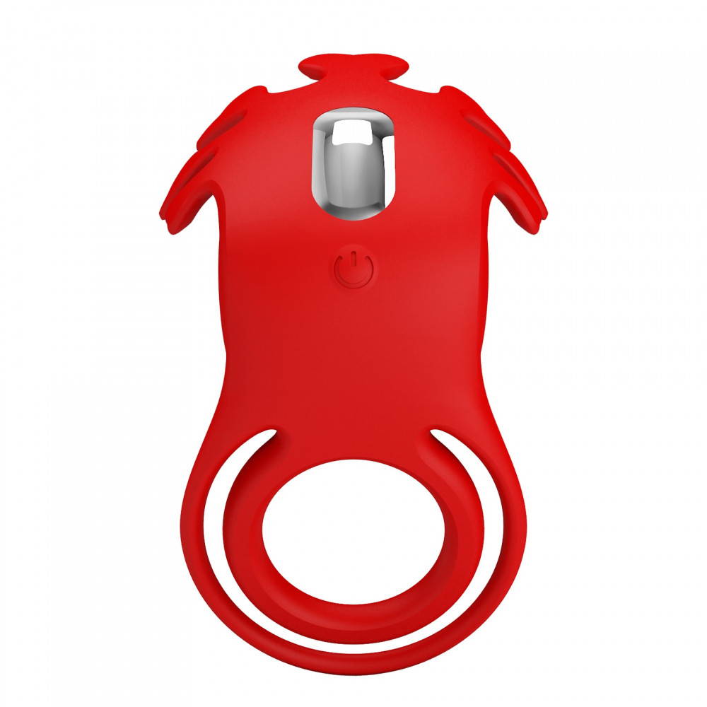 Эрекционные кольца с вибрацией - Эрекционное виброкольцо PRETTY LOVE Ruben со стимулятором клитора, красное 3