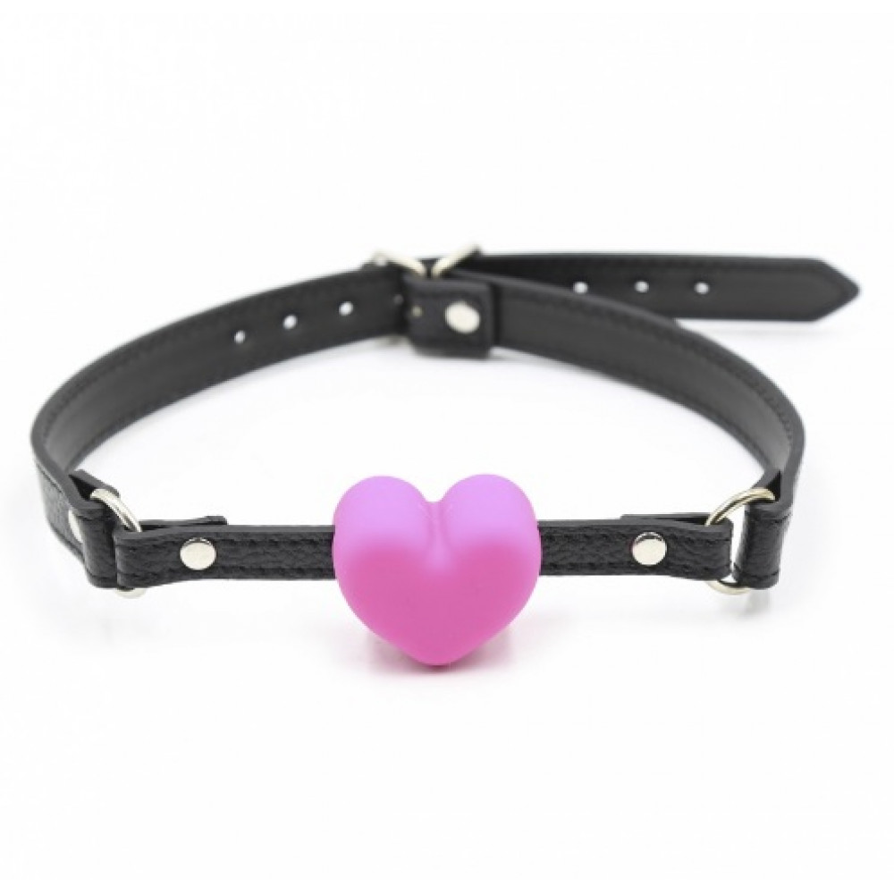 БДСМ игрушки - Кляп DS Fetish Mouth gag heart pink/black