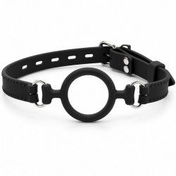 Кляп-кольцо силиконовый DS Fetish на регулируемом ремешке, черный