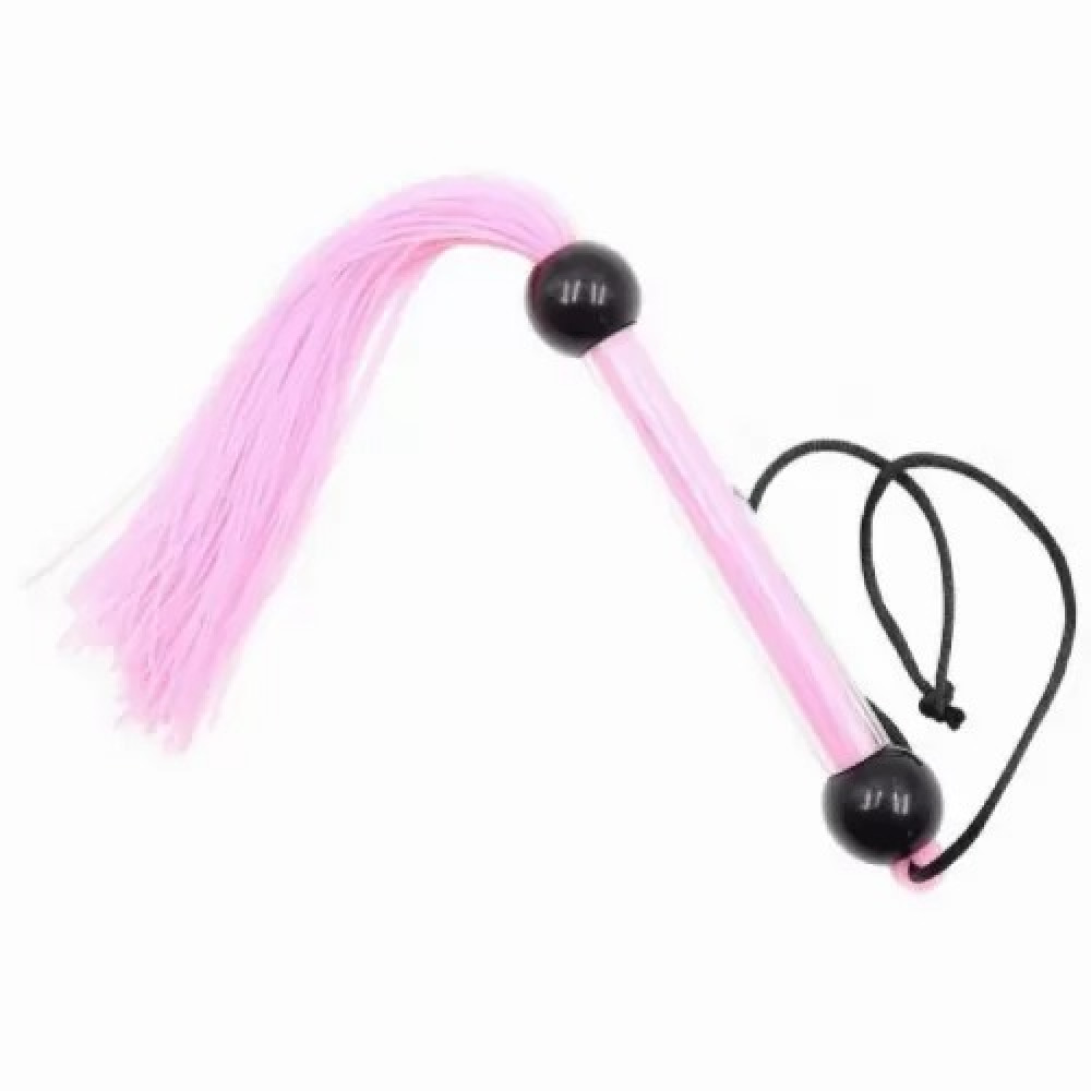 БДСМ игрушки - Кнут розовый с прозрачной ручкой 28 см