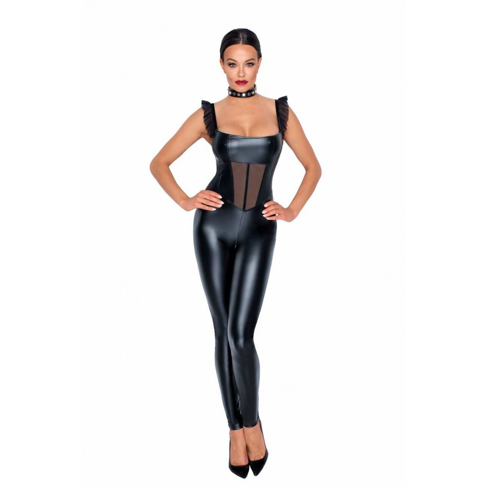 Різне - Комбінезон із вінілу зі вставкою із сіточки Noir Handmade F256 чорний, S 1