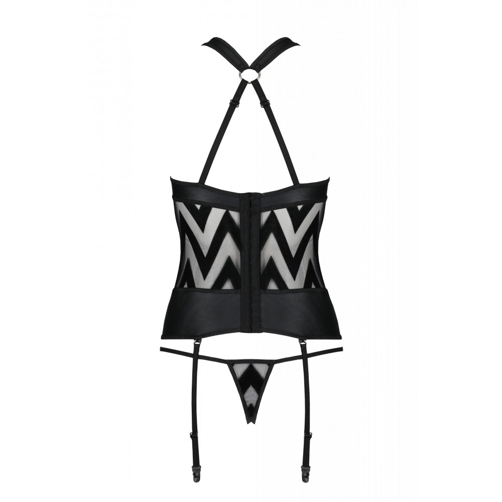 Разное - Корсет с геометрическим орнаментом и стринги HIMA CORSET black S/M - Passion 3