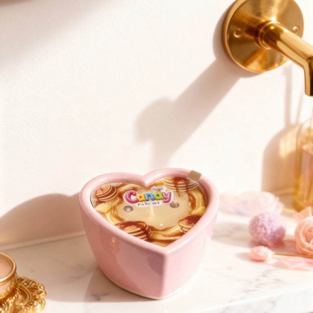 Для масажу - Масажна свічка з ароматом панкейка Candy Pancake у формі серця, 70 мл 5