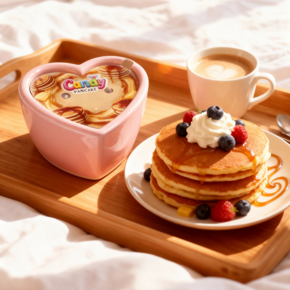 Для масажу - Масажна свічка з ароматом панкейка Candy Pancake у формі серця, 70 мл 3