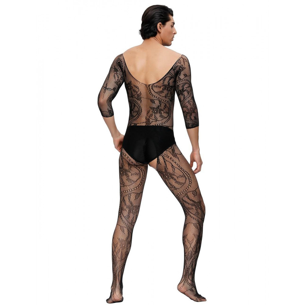 Різне - Чоловічий бодістокінг Star Night з доступом, в сіточку, чорний, XS-M 1