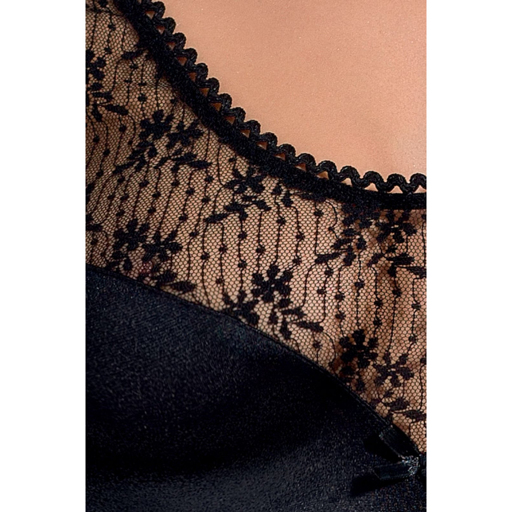 Эротические пеньюары и сорочки - Кружевной пеньар с вставками, черный, S/M 2