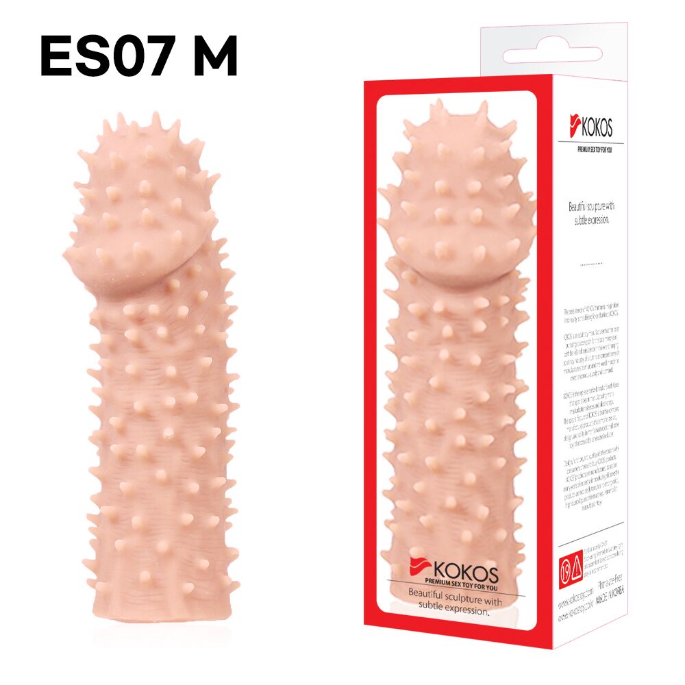 Эрекционные кольца без вибрации - Насадка на член Kokos Extreme Sleeve ES.07 размер M, утолщающая, стимуляция точки G 7