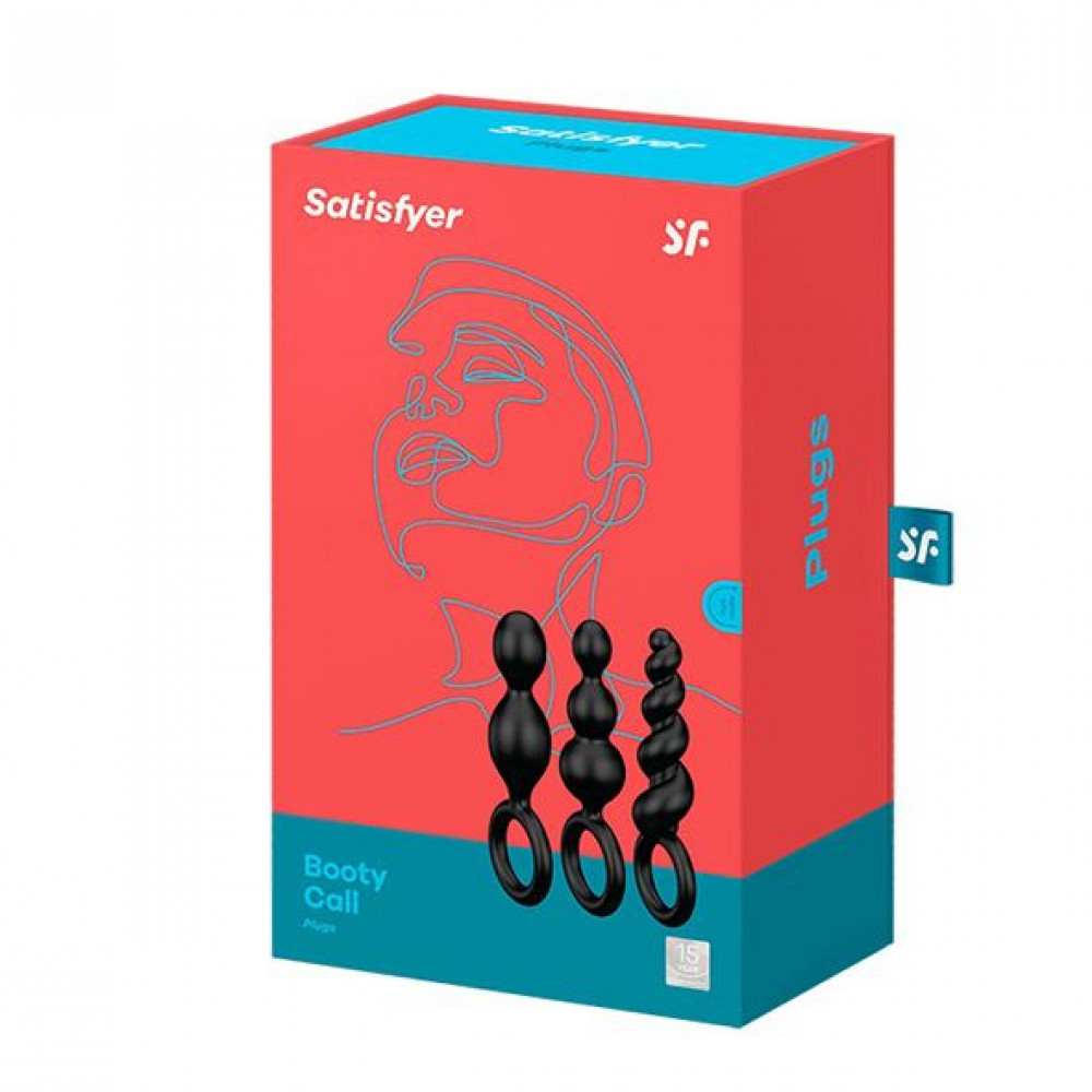Наборы анальных пробок - Набор анальных игрушек Satisfyer Plugs black (set of 3) - Booty Call, макс. диаметр 3 см 1