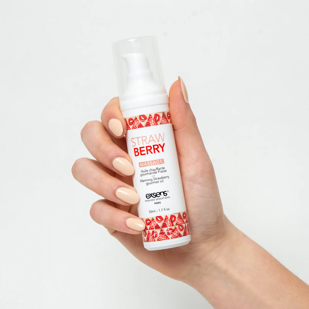 Для массажа - Массажное масло EXSENS Strawberry 50 мл разогревающее, без сахара, без парабенов, съедобное 3
