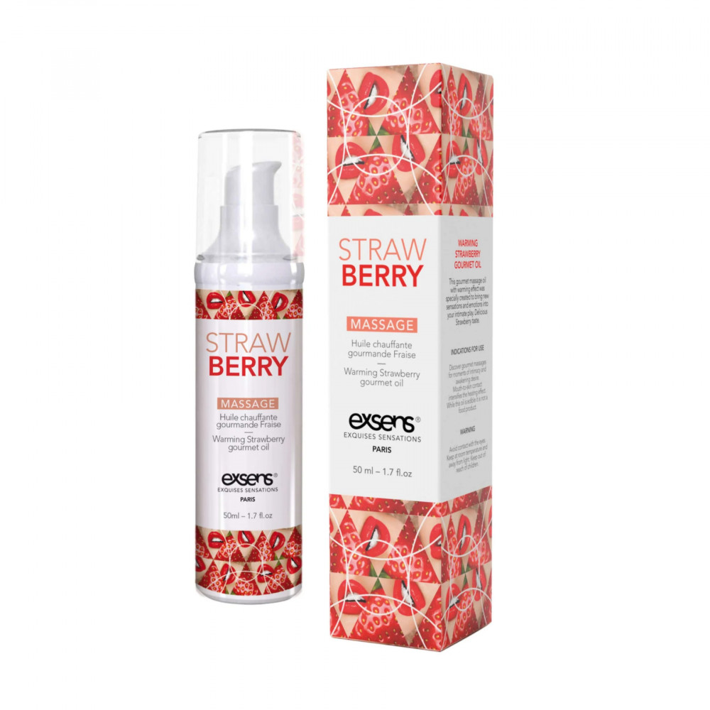 Для массажа - Массажное масло EXSENS Strawberry 50 мл разогревающее, без сахара, без парабенов, съедобное 1
