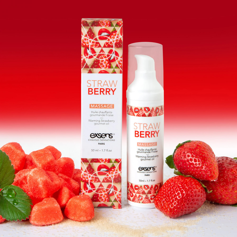 Для массажа - Массажное масло EXSENS Strawberry 50 мл разогревающее, без сахара, без парабенов, съедобное 5