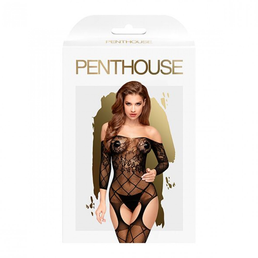 Бодистокинг - Бодистокинг с флористическо-геометрическим орнаментом Penthouse - Top-Notch Black S/L 2