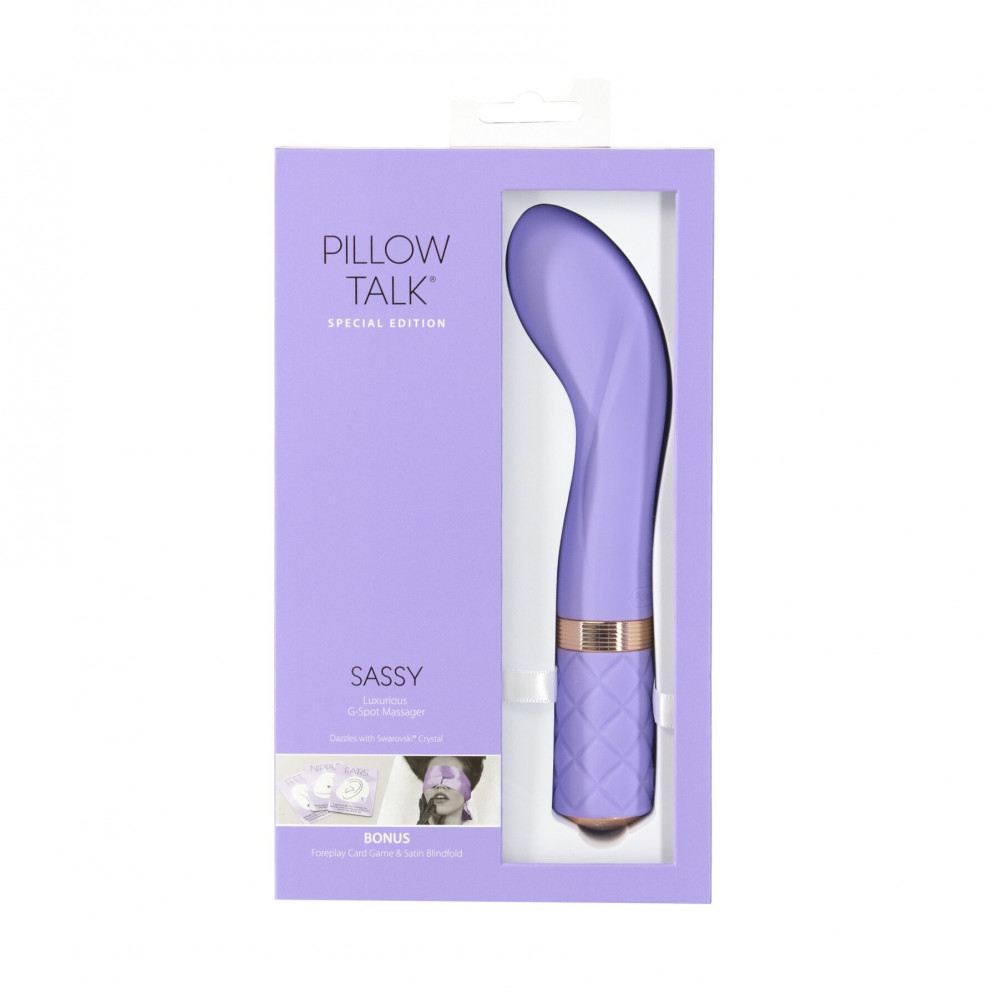 Стимулятор точки G - Роскошный вибратор Pillow Talk Sassy Purple Special Edition, Сваровски, повязка на глаза+игра 3