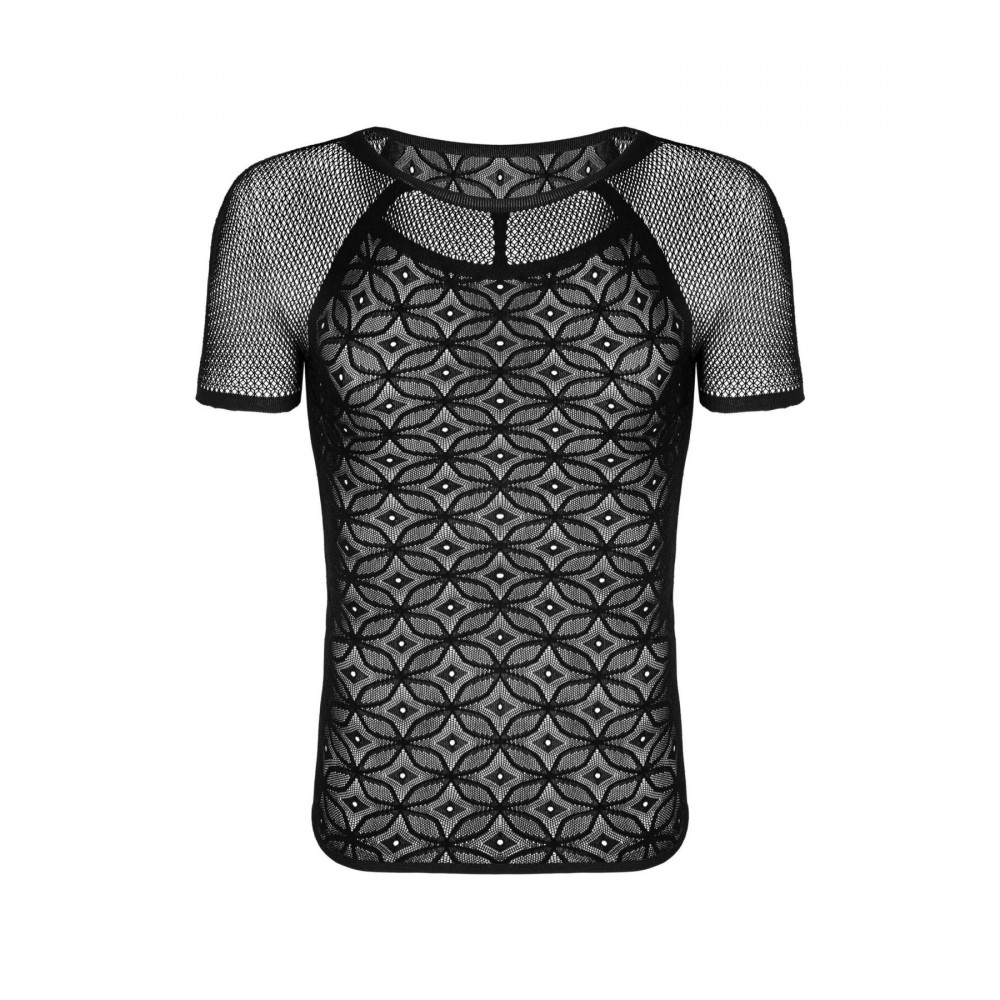 Боди, комплекты и костюмы - Мужская полупрозрачная футболка с орнаментом Obsessive T102 T-shirt S/M/L, черная 1