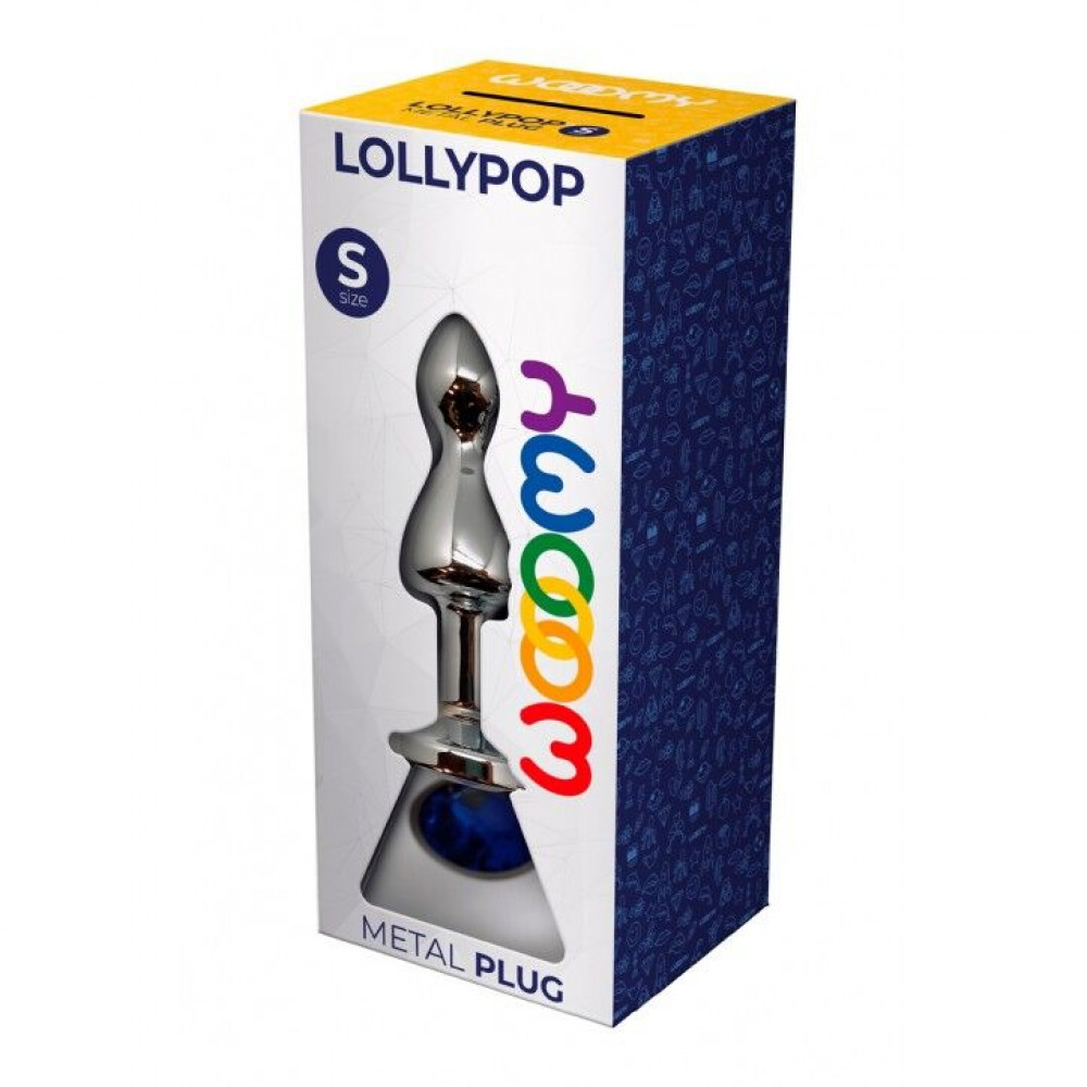 Анальная пробка - Металлическая анальна пробка Wooomy Lollypop Double Ball Metal Plug Blue S, диаметр 2,8 см, длина 8, 2