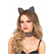 Набор кошечки со стразами Leg Avenue Cat ear headband & choker set, широкий чокер и ушки